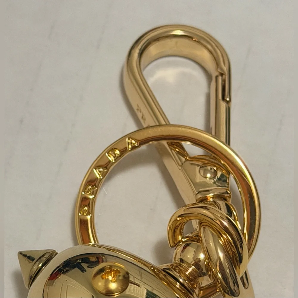 PRADA Robot Saffiano leather keychain charm Platinum - Picture 4 of 6